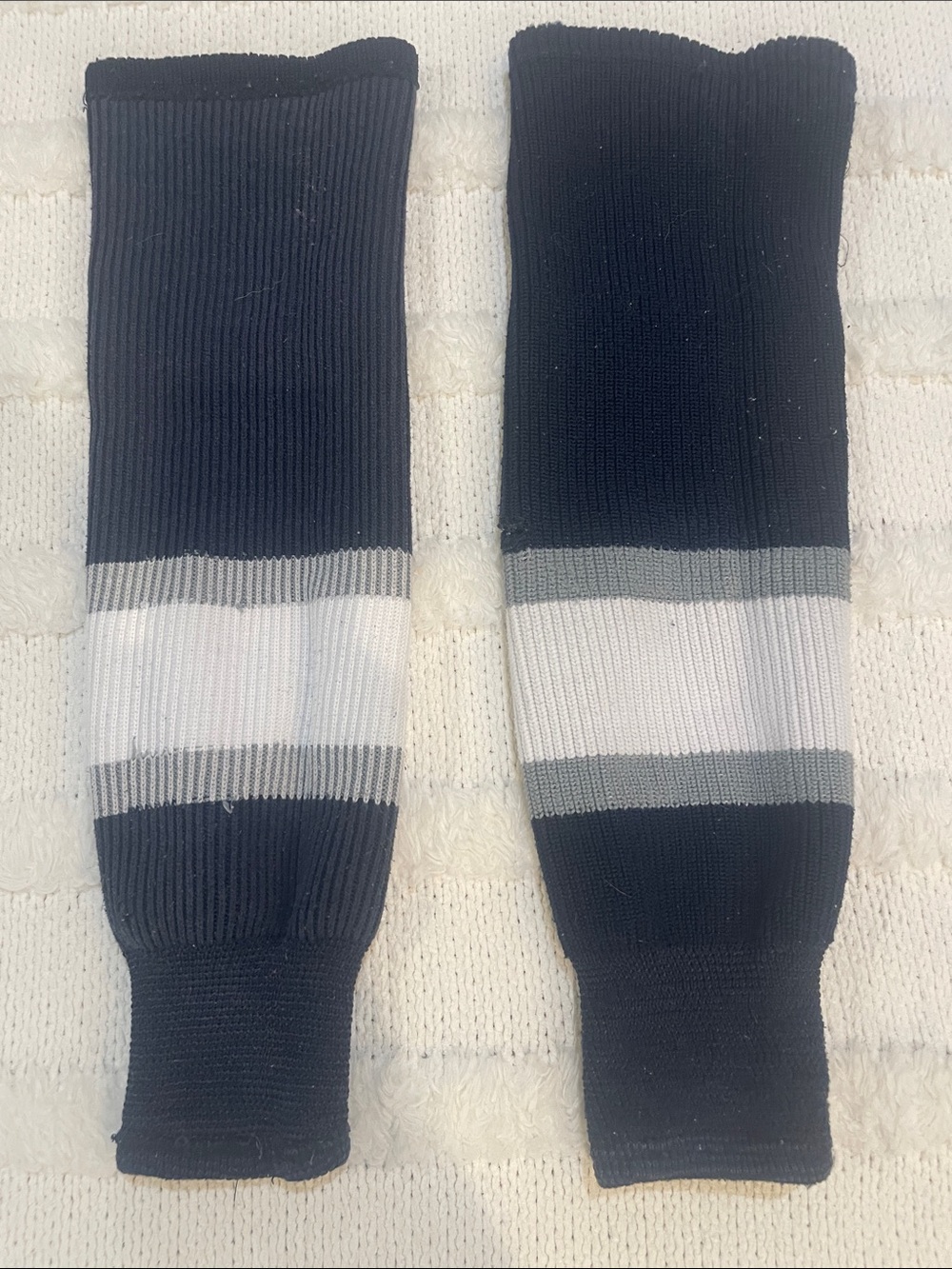 Black Men's Athletic Socks with White & Gray Stripes